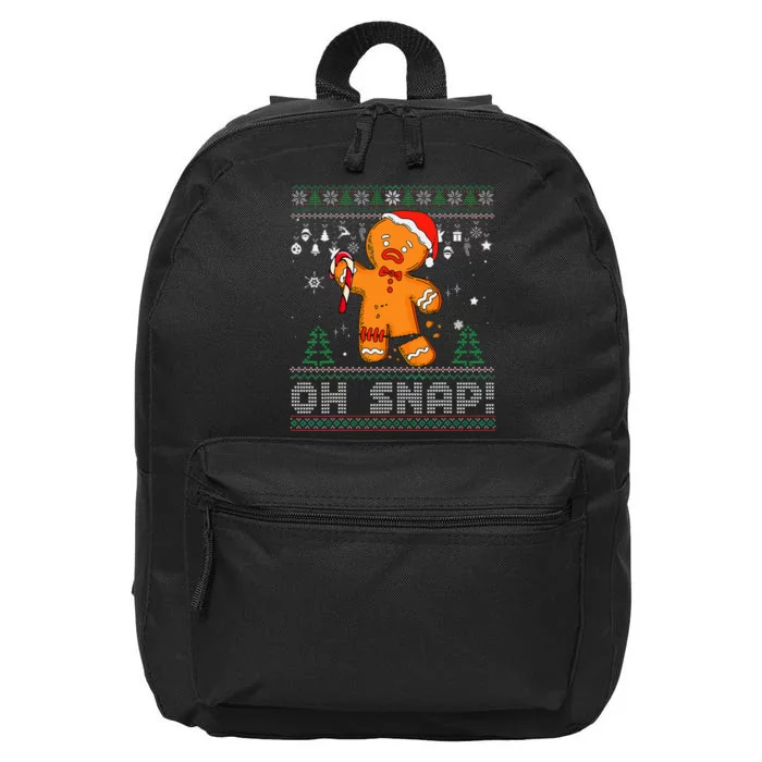 Gingerbread Man Cookie Ugly Sweater Oh Snap Christmas 16 in Basic Backpack