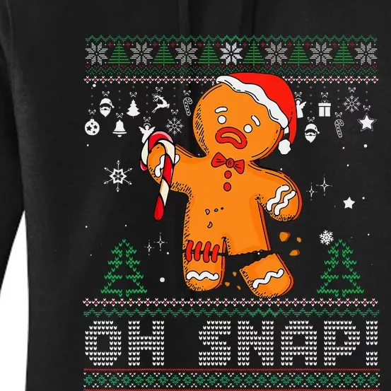 Gingerbread Man Cookie Ugly Sweater Oh Snap Christmas Women's Pullover Hoodie