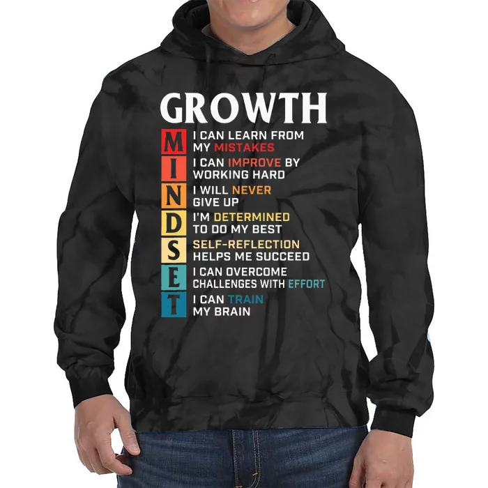 Growth Mindset Definition Motivational Quote Inspiration Tie Dye Hoodie