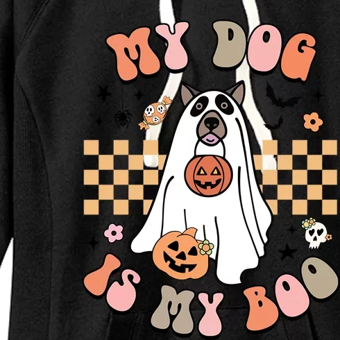 Groovy My Dog Is My Boo Cute Dog Lover Halloween Gift Women's Fleece Hoodie