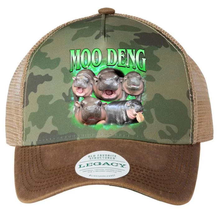 Green Moo Deng Meme Hippo Legacy Tie Dye Trucker Hat