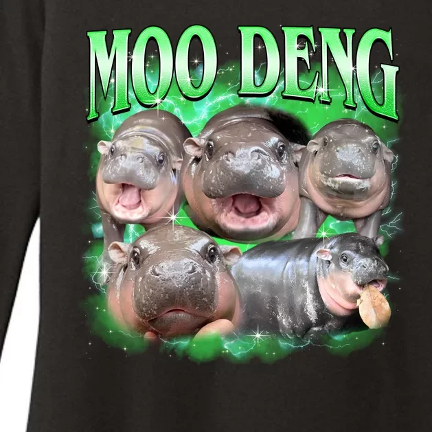 Green Moo Deng Meme Hippo Womens CVC Long Sleeve Shirt