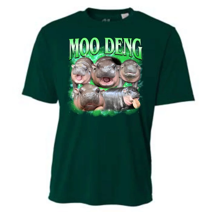 Green Moo Deng Meme Hippo Cooling Performance Crew T-Shirt