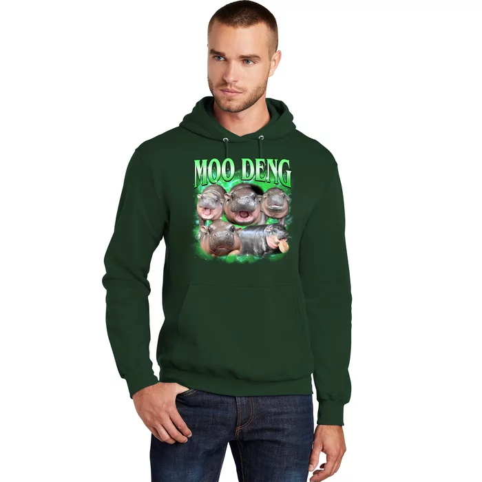 Green Moo Deng Meme Hippo Hoodie