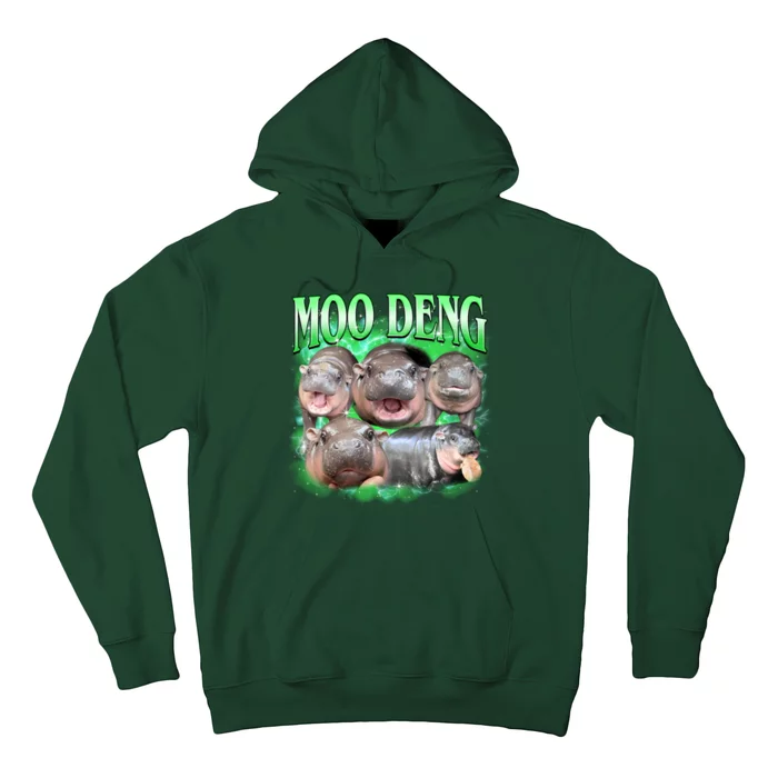 Green Moo Deng Meme Hippo Hoodie