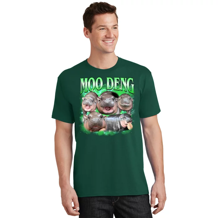 Green Moo Deng Meme Hippo T-Shirt