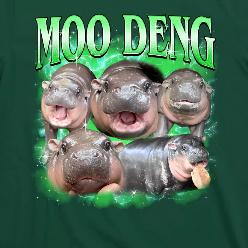 Green Moo Deng Meme Hippo T-Shirt