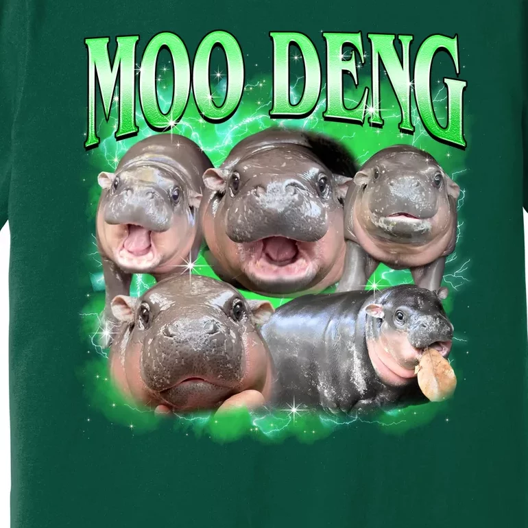 Green Moo Deng Meme Hippo Premium T-Shirt