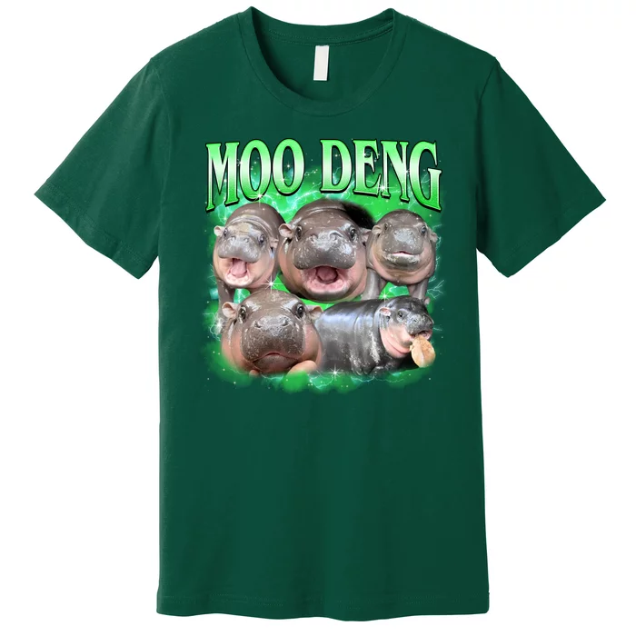 Green Moo Deng Meme Hippo Premium T-Shirt