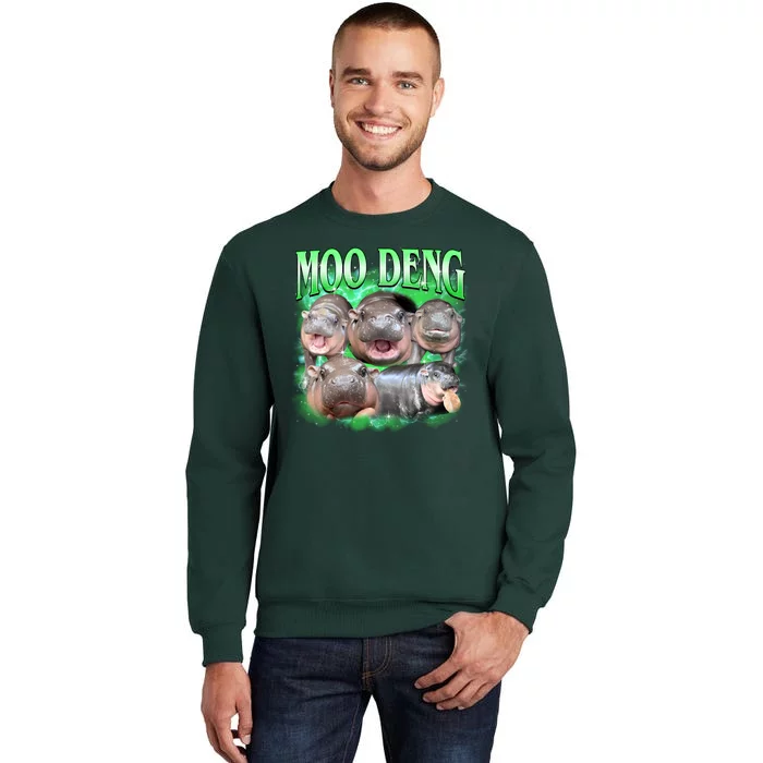 Green Moo Deng Meme Hippo Tall Sweatshirt