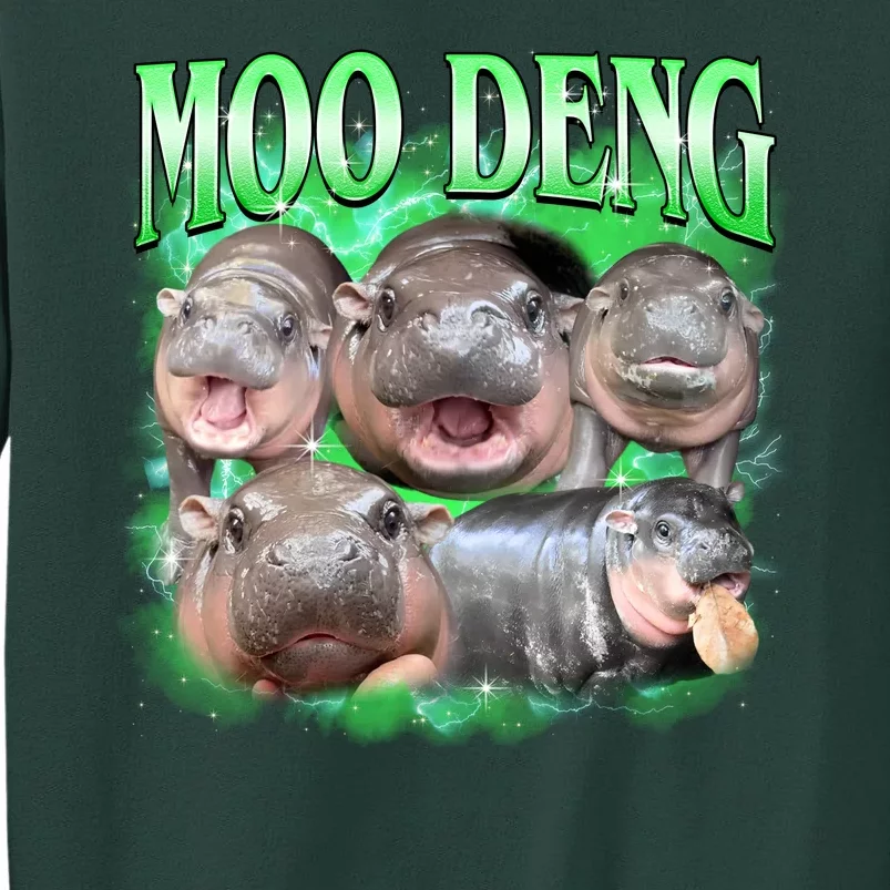 Green Moo Deng Meme Hippo Tall Sweatshirt