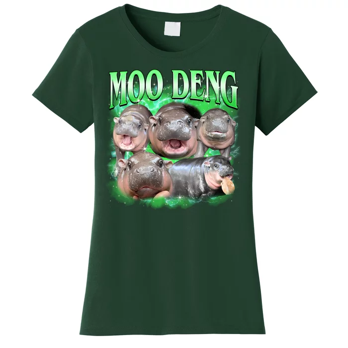 Green Moo Deng Meme Hippo Women's T-Shirt