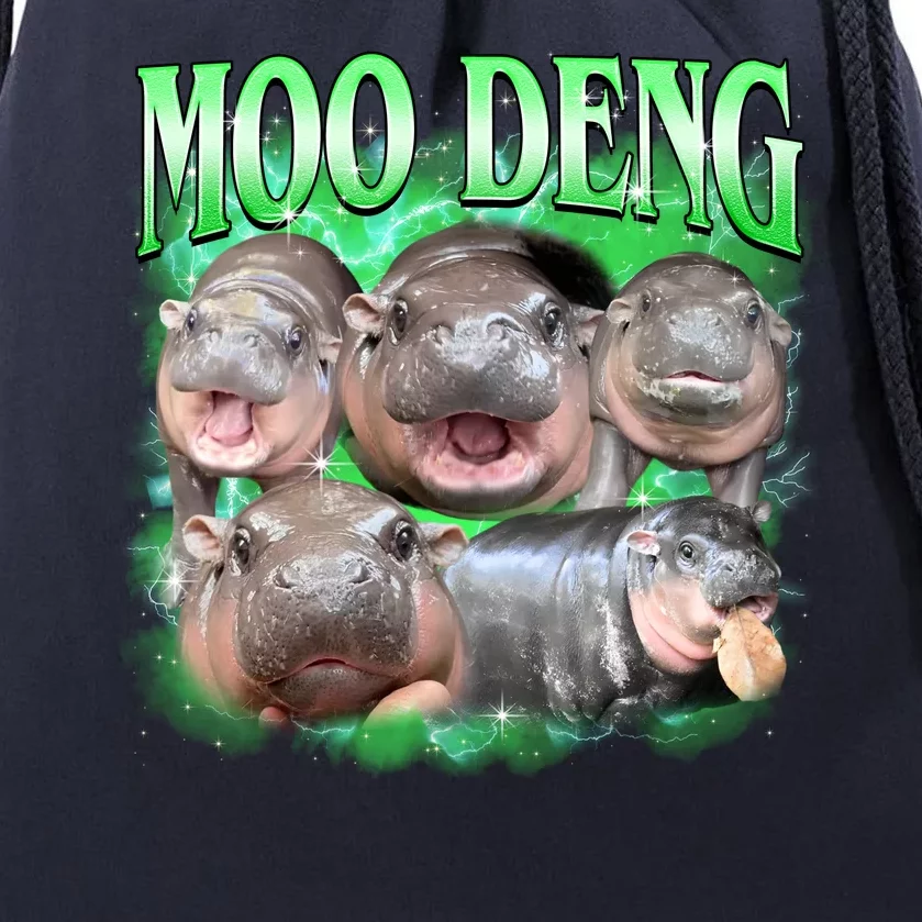 Green Moo Deng Meme Hippo Drawstring Bag