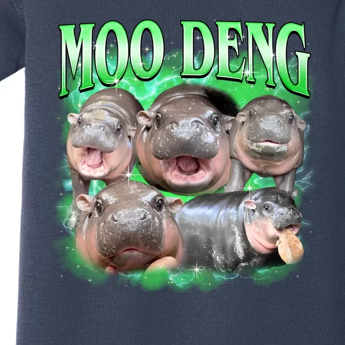 Green Moo Deng Meme Hippo Baby Bodysuit