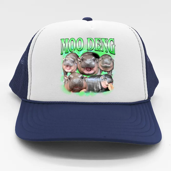 Green Moo Deng Meme Hippo Trucker Hat