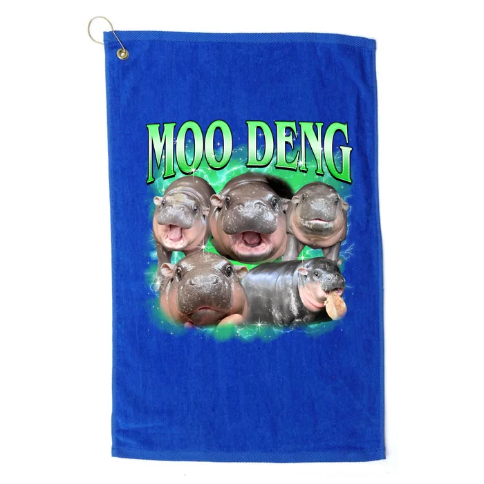 Green Moo Deng Meme Hippo Platinum Collection Golf Towel