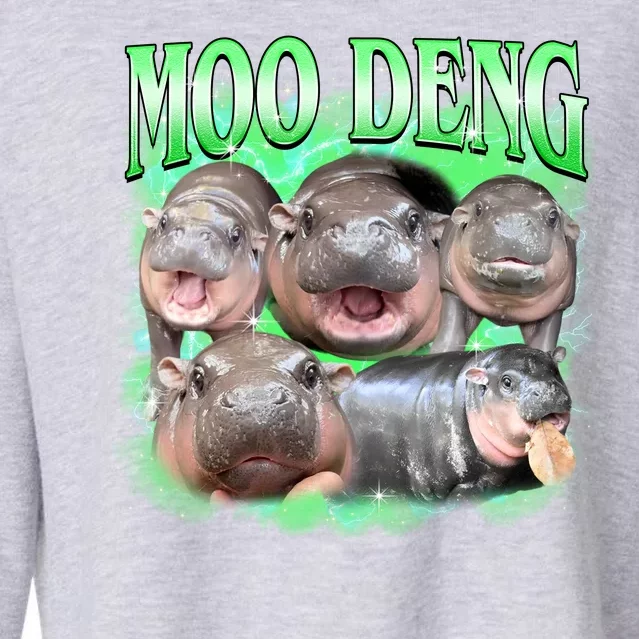 Green Moo Deng Meme Hippo Cropped Pullover Crew