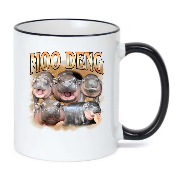 Gold Moo Deng Meme Hippo Funny Black Color Changing Mug