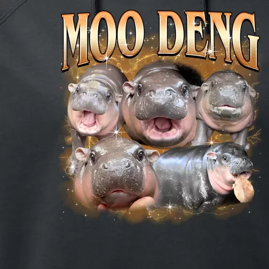 Gold Moo Deng Meme Hippo Funny Performance Fleece Hoodie