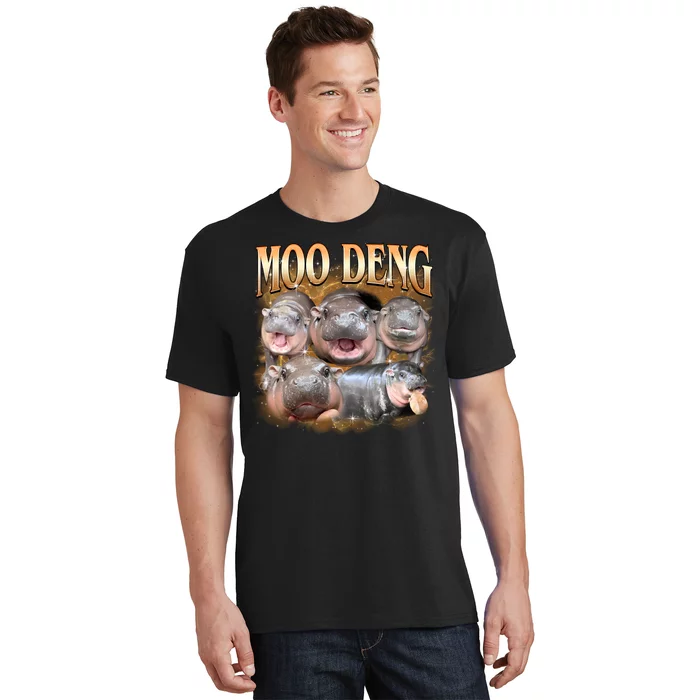 Gold Moo Deng Meme Hippo Funny T-Shirt