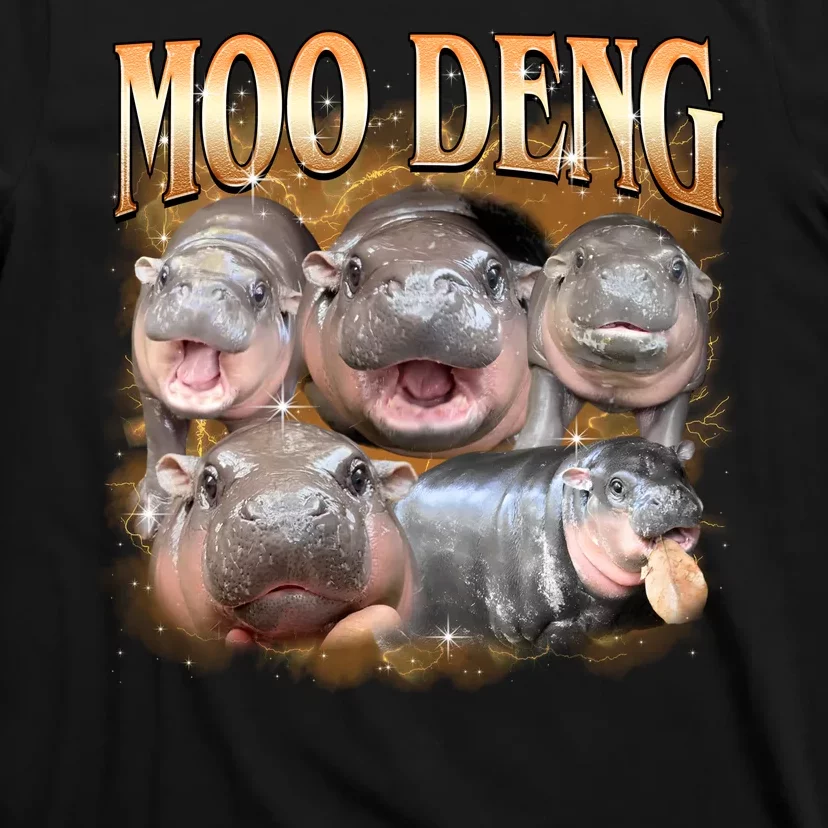 Gold Moo Deng Meme Hippo Funny T-Shirt