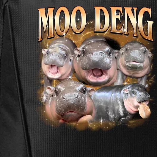 Gold Moo Deng Meme Hippo Funny City Backpack