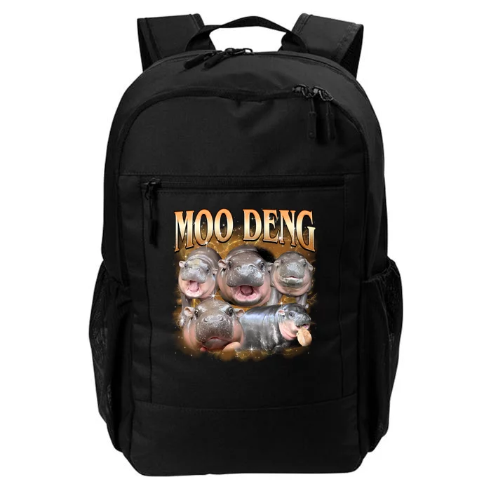 Gold Moo Deng Meme Hippo Funny Daily Commute Backpack