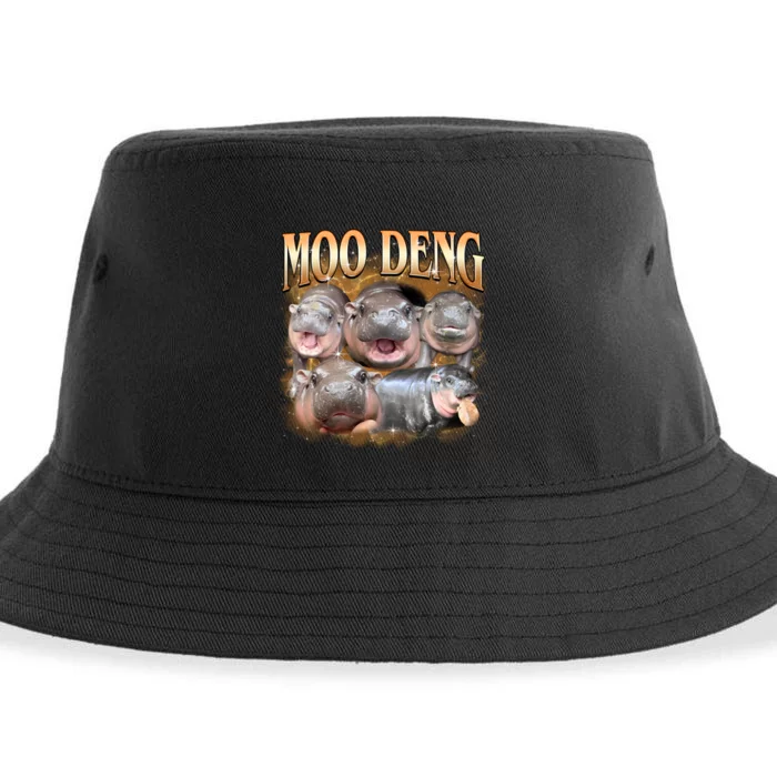 Gold Moo Deng Meme Hippo Funny Sustainable Bucket Hat