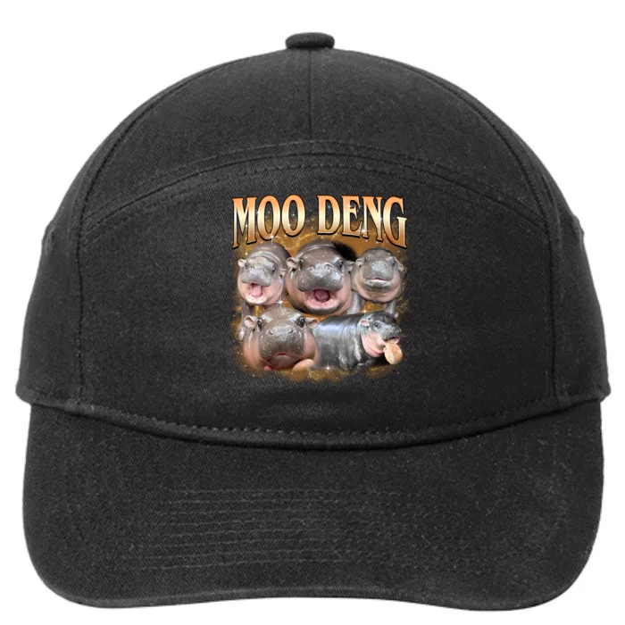 Gold Moo Deng Meme Hippo Funny 7-Panel Snapback Hat