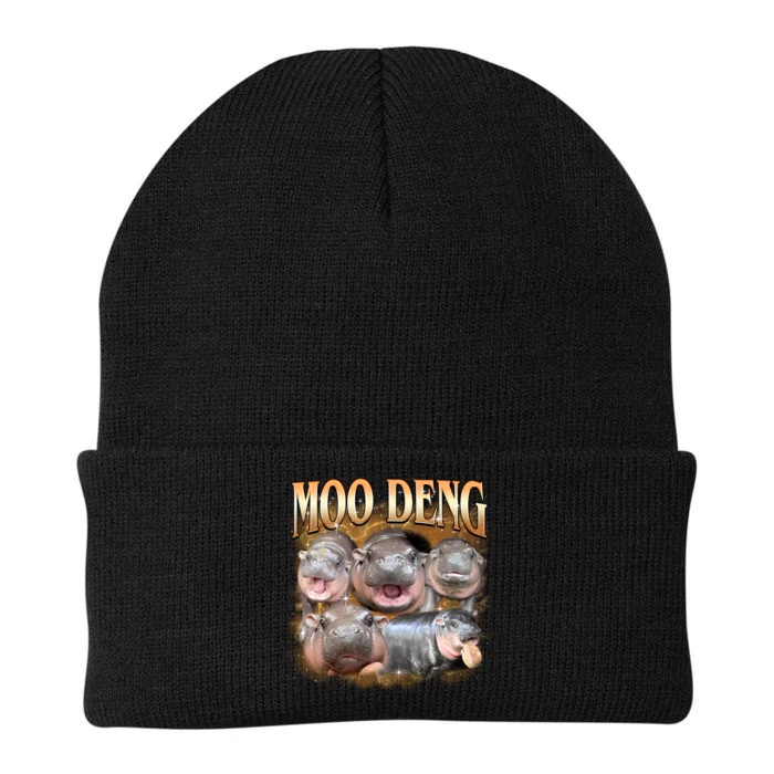 Gold Moo Deng Meme Hippo Funny Knit Cap Winter Beanie