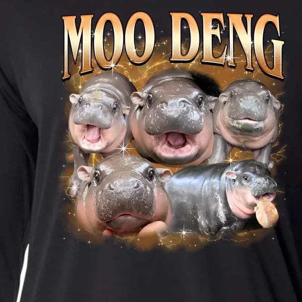 Gold Moo Deng Meme Hippo Funny Cooling Performance Long Sleeve Crew