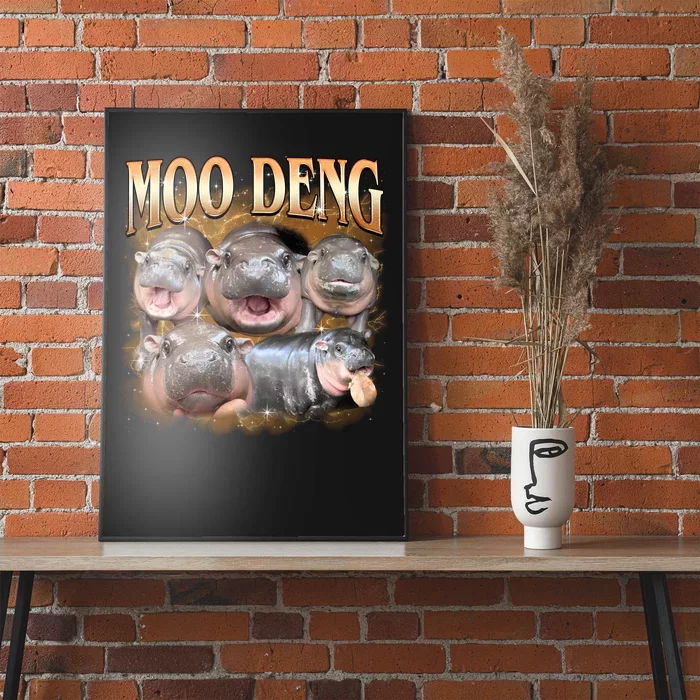 Gold Moo Deng Meme Hippo Funny Poster