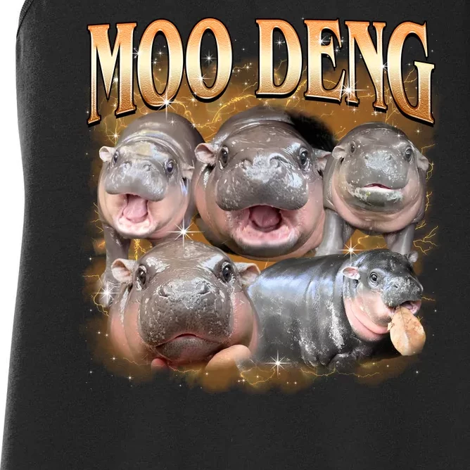 Gold Moo Deng Meme Hippo Funny Women's Racerback Tank