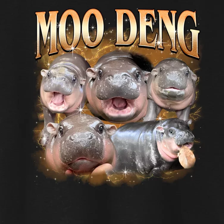 Gold Moo Deng Meme Hippo Funny Women's Crop Top Tee