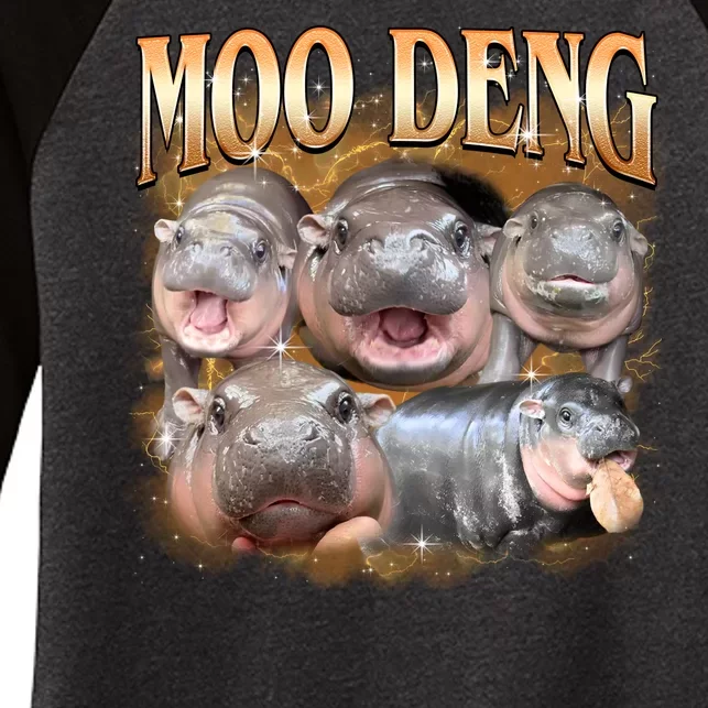 Gold Moo Deng Meme Hippo Funny Women's Tri-Blend 3/4-Sleeve Raglan Shirt