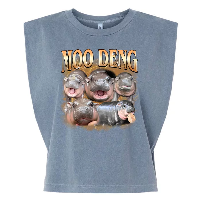 Gold Moo Deng Meme Hippo Funny Garment-Dyed Women's Muscle Tee