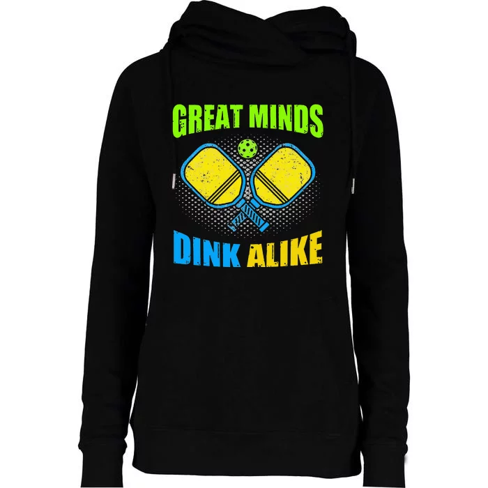 Great Minds Dink Alike Tie Dye Pickleball Dink Player Womens Funnel Neck Pullover Hood