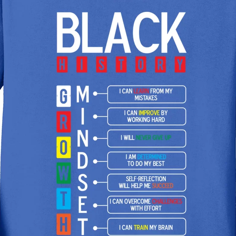 Growth Mindset Definition Cool Black History Month Gift Kids Long Sleeve Shirt