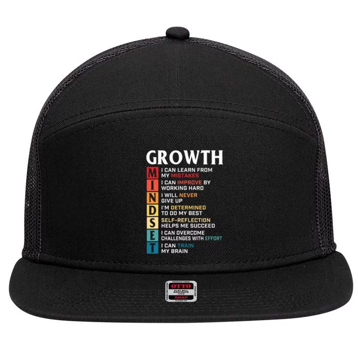 Growth Mindset Definition Motivational Quote Inspiration 7 Panel Mesh Trucker Snapback Hat