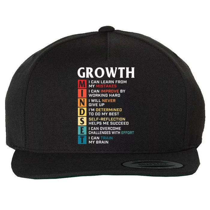 Growth Mindset Definition Motivational Quote Inspiration Wool Snapback Cap