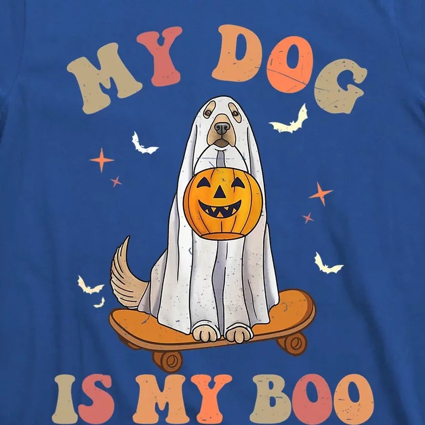 Groovy My Dog Is My Boo Ghost Dog Halloween Costume Gift T-Shirt