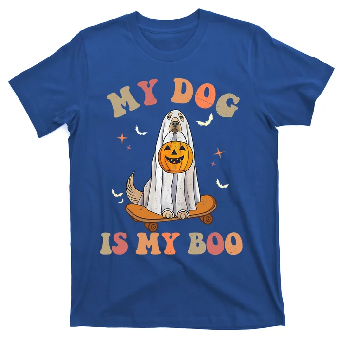 Groovy My Dog Is My Boo Ghost Dog Halloween Costume Gift T-Shirt