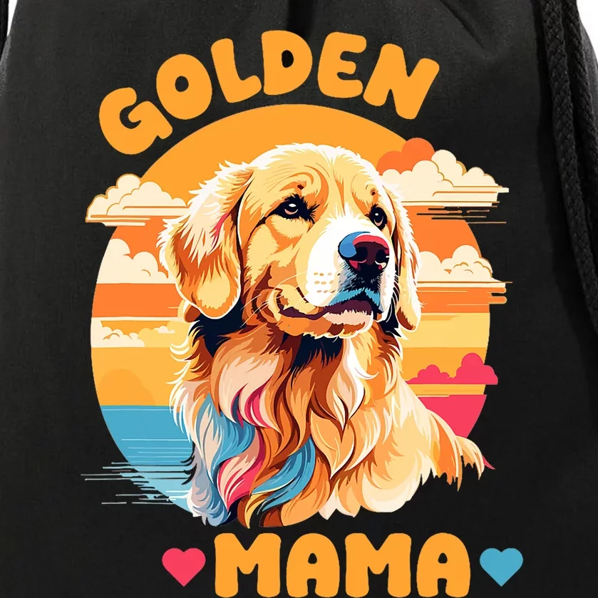 Golden Mama Design Proud Golden Retriever Lover And Dog Drawstring Bag