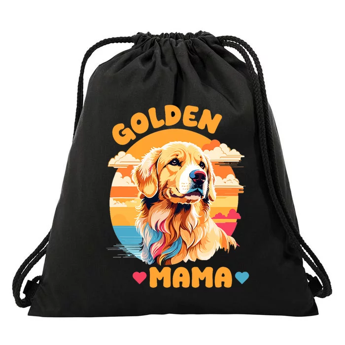 Golden Mama Design Proud Golden Retriever Lover And Dog Drawstring Bag