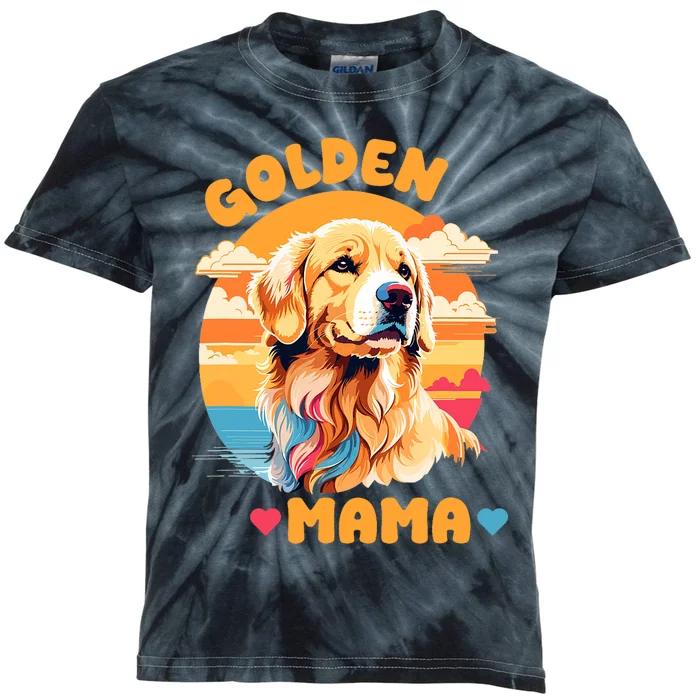 Golden Mama Design Proud Golden Retriever Lover And Dog Kids Tie-Dye T-Shirt