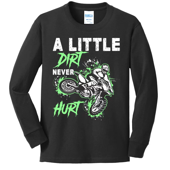 Green Motorcycle Dirt Bike Mx Motocrosss Boy Kids Long Sleeve Shirt