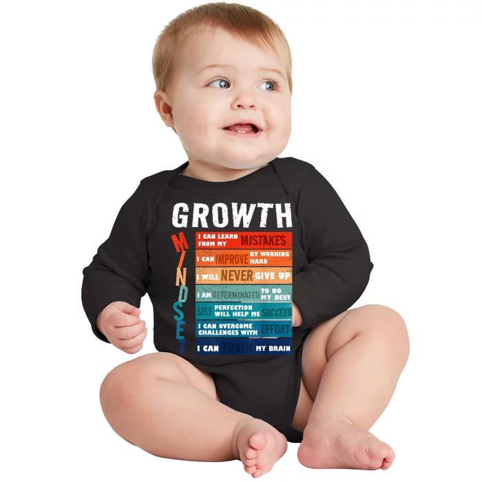 Growth Mindset Definition Motivational Quote Inspiration Baby Long Sleeve Bodysuit