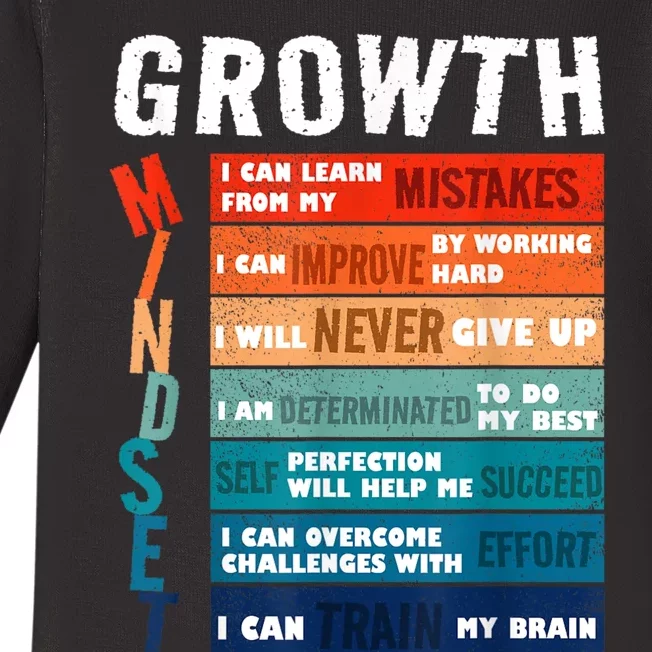 Growth Mindset Definition Motivational Quote Inspiration Baby Long Sleeve Bodysuit