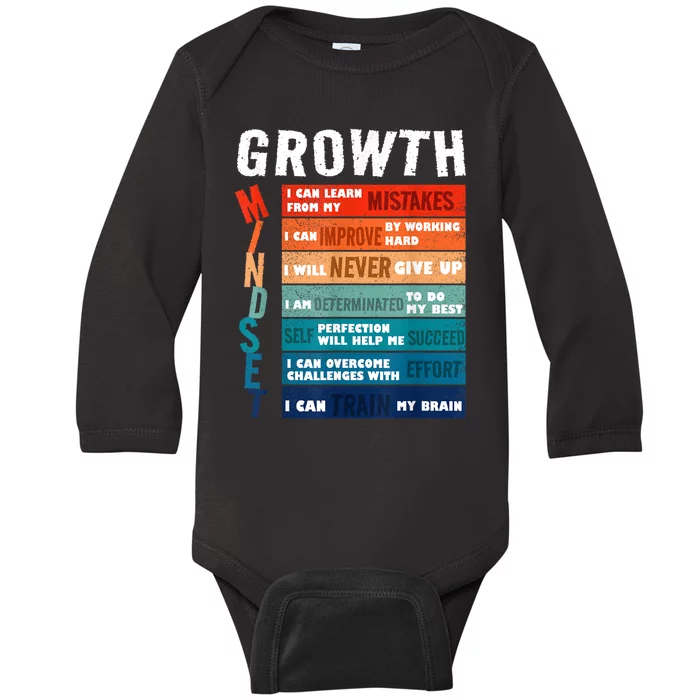 Growth Mindset Definition Motivational Quote Inspiration Baby Long Sleeve Bodysuit