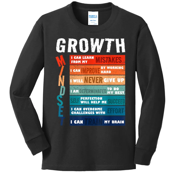 Growth Mindset Definition Motivational Quote Inspiration Kids Long Sleeve Shirt